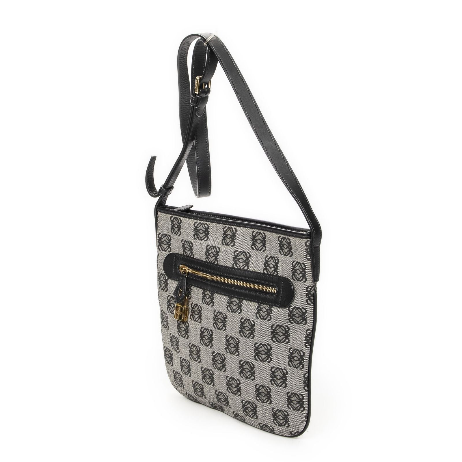 Loewe Anagram Flat Crossbody Bag Black Canvas — view 2