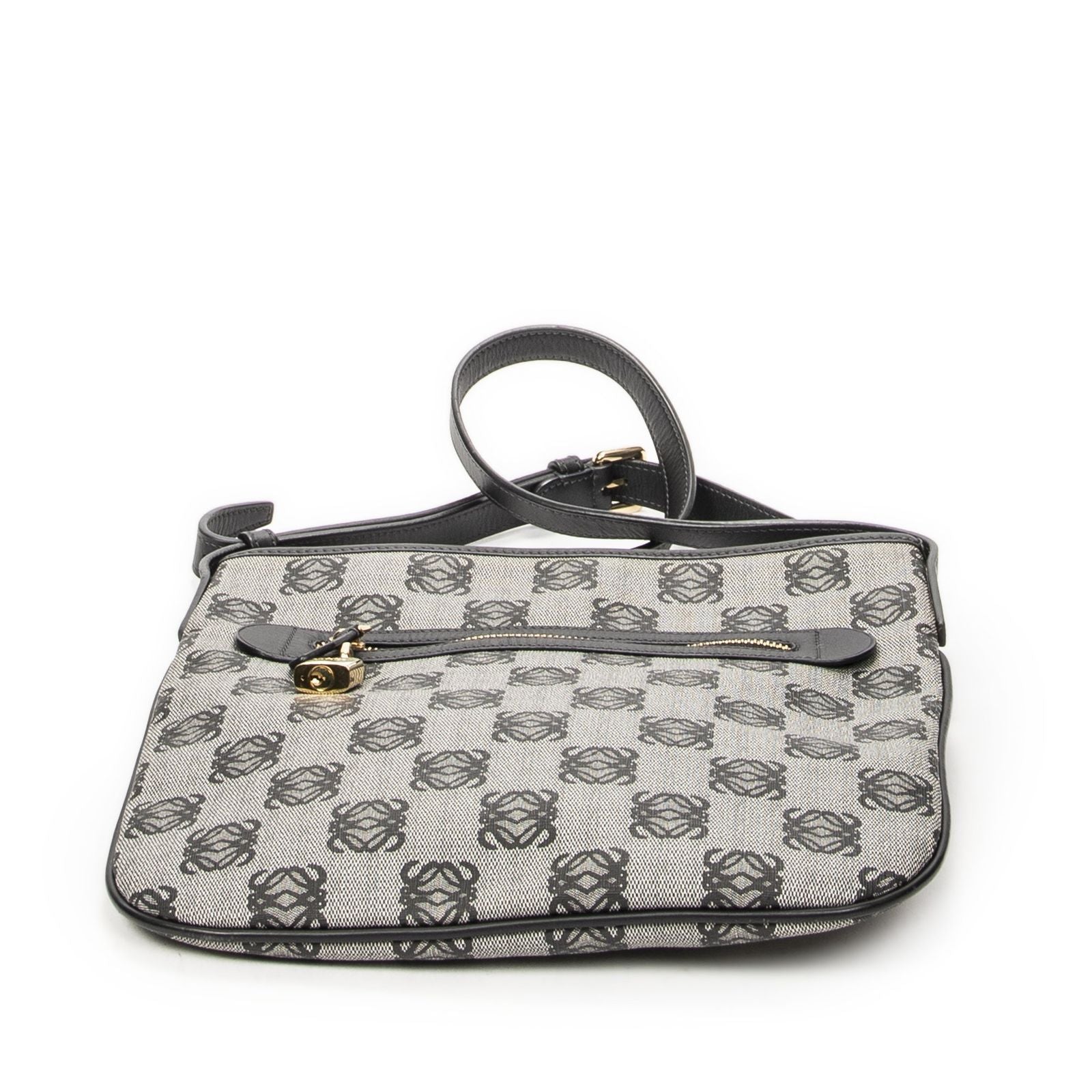 Loewe Anagram Flat Crossbody Bag Black Canvas — view 6