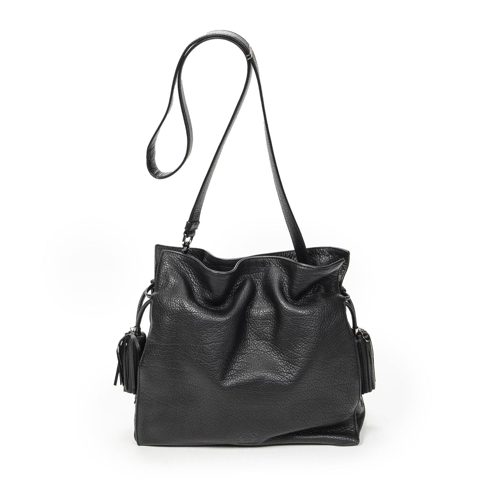 Loewe Tassel Flamenco Bag Black Gray Calfskin Leather