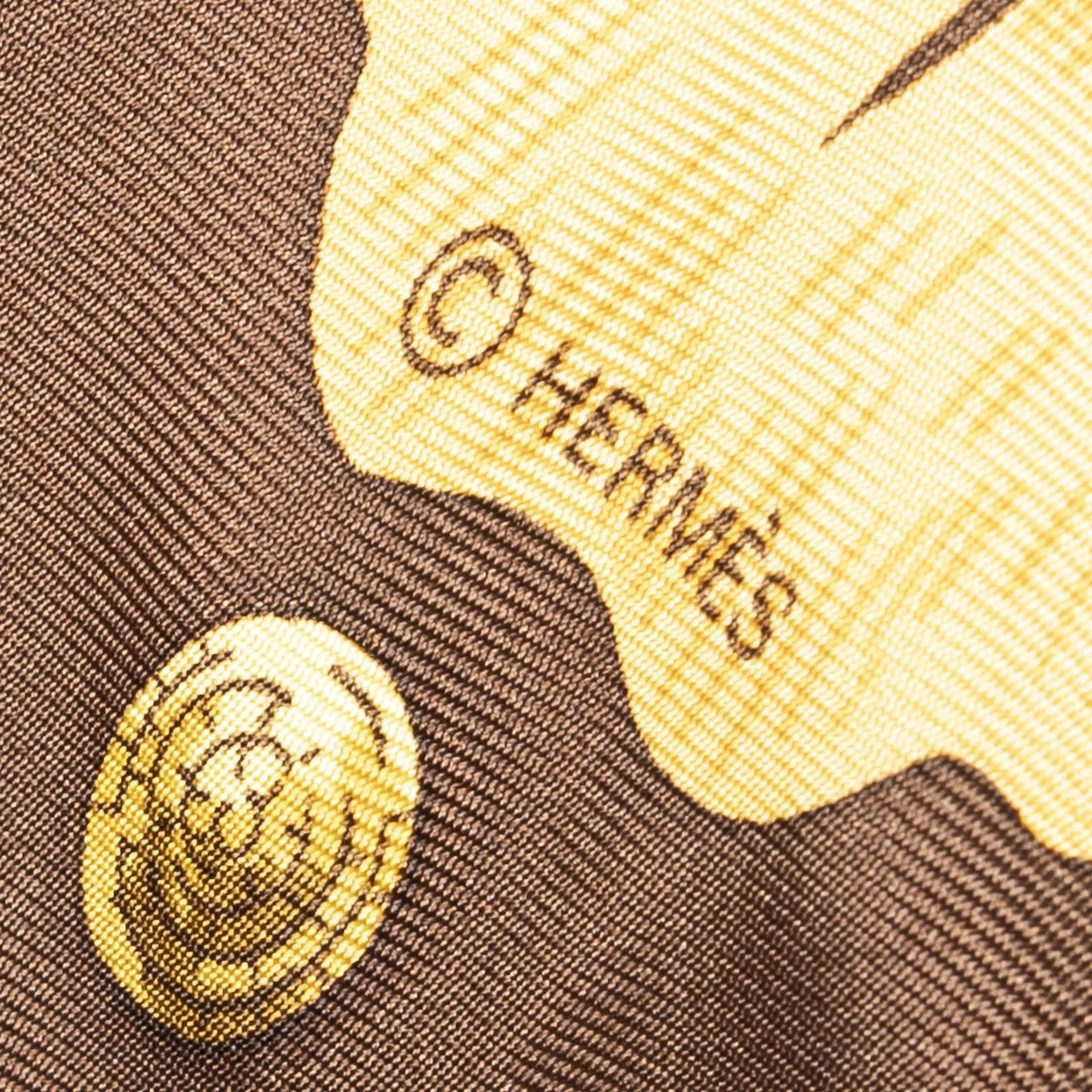Hermes Scarf Brown Gold Red Silk — view 4