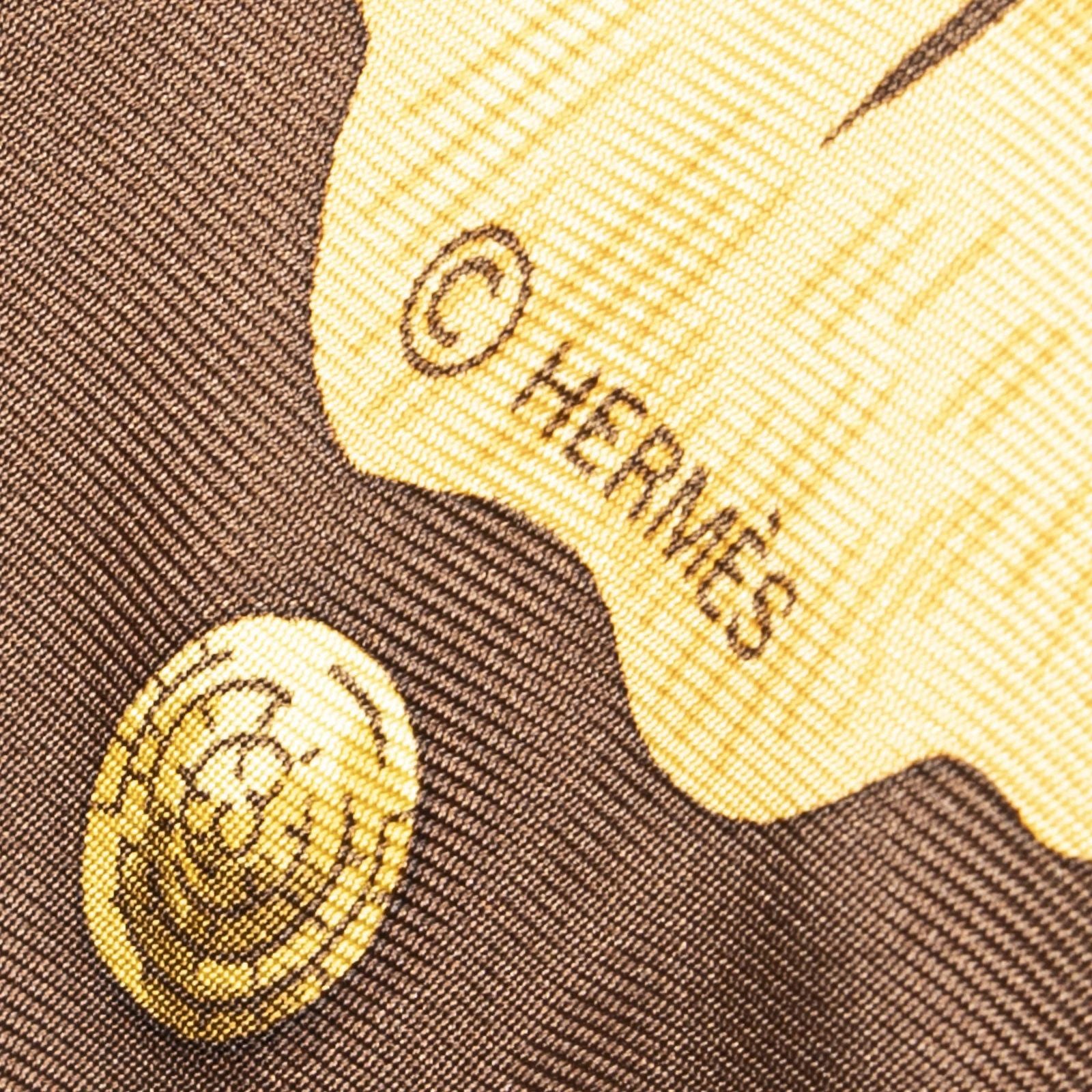 Hermes Scarf Brown Gold Red Silk — view 4