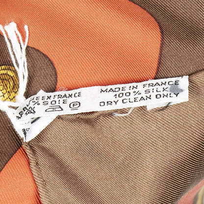 Hermes Scarf Brown Gold Red Silk — view 5