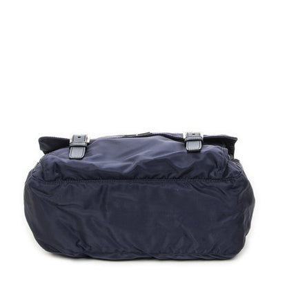 Prada Double Buckle Flap Messenger Bag Navy Nylon Canvas — view 6