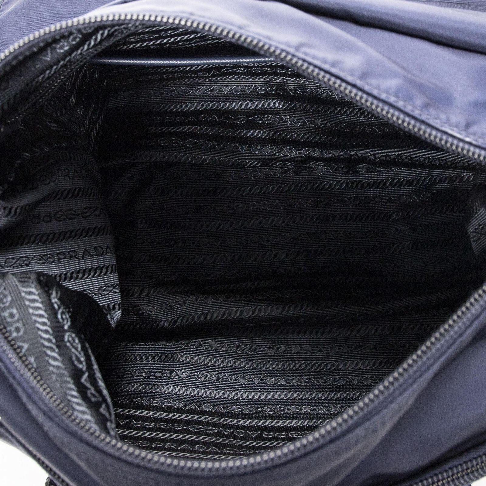 Prada Double Buckle Flap Messenger Bag Navy Nylon Canvas — view 9