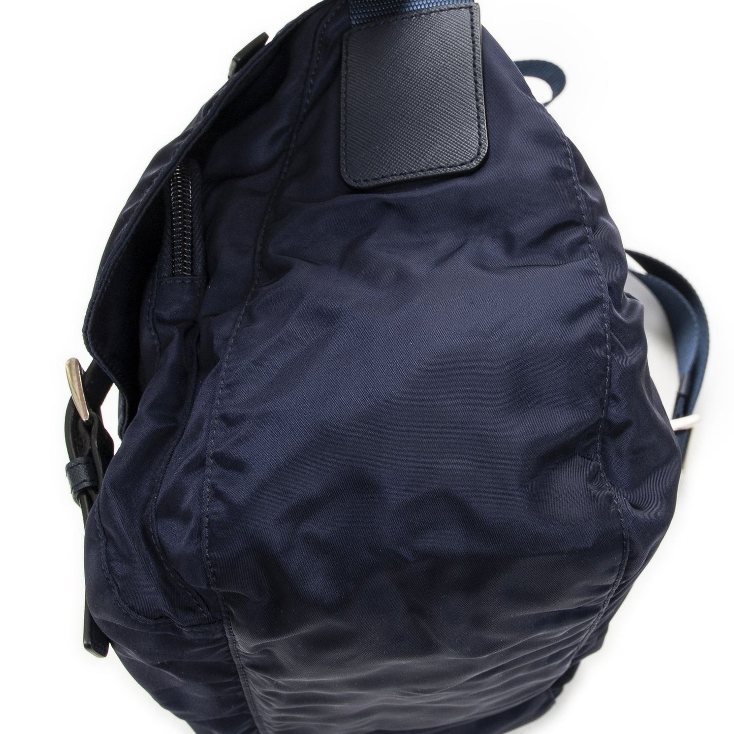 Prada Double Buckle Flap Messenger Bag Navy Nylon Canvas — view 8