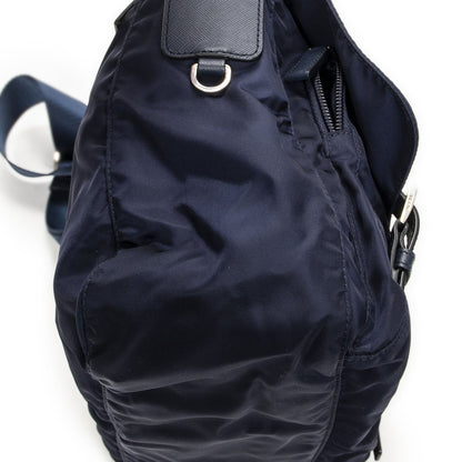 Prada Double Buckle Flap Messenger Bag Navy Nylon Canvas — view 7
