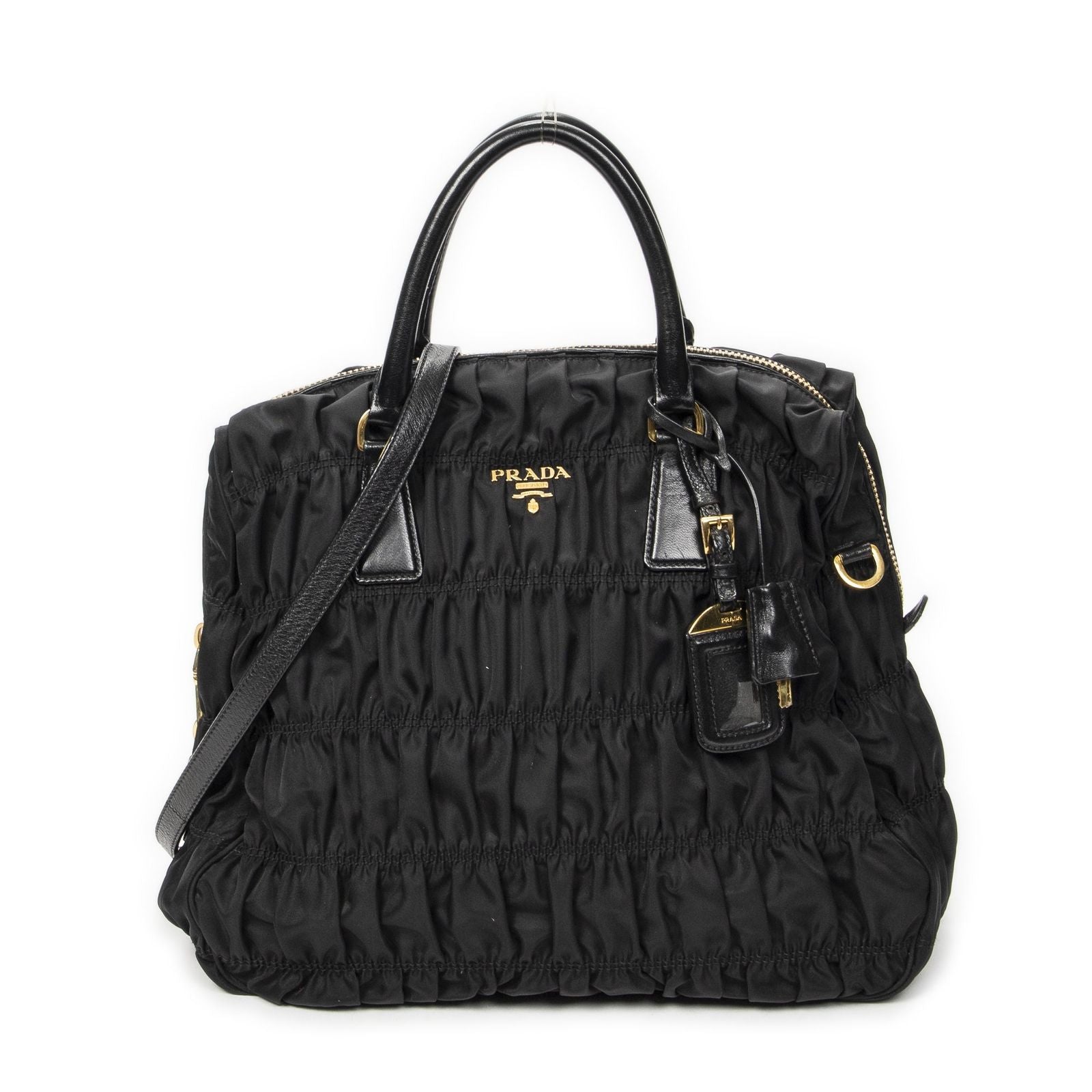 Prada Convertible Prix Tote Black Tessuto Golf Canvas