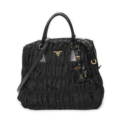Prada Convertible Prix Tote Black Tessuto Golf Canvas
