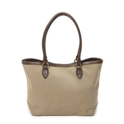 Prada Tote Beige Brown Jaca Dog Canvas — view 5