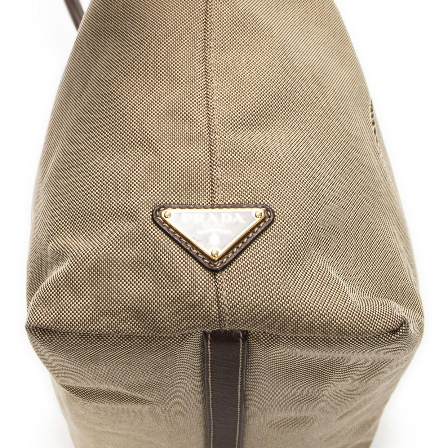 Prada Tote Beige Brown Jaca Dog Canvas — view 7