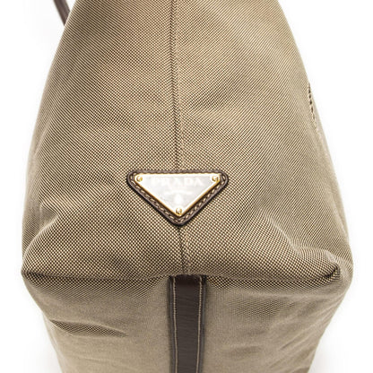 Prada Tote Beige Brown Jaca Dog Canvas — view 7