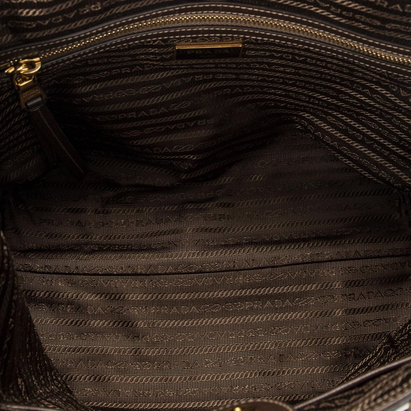 Prada Tote Beige Brown Jaca Dog Canvas — view 9