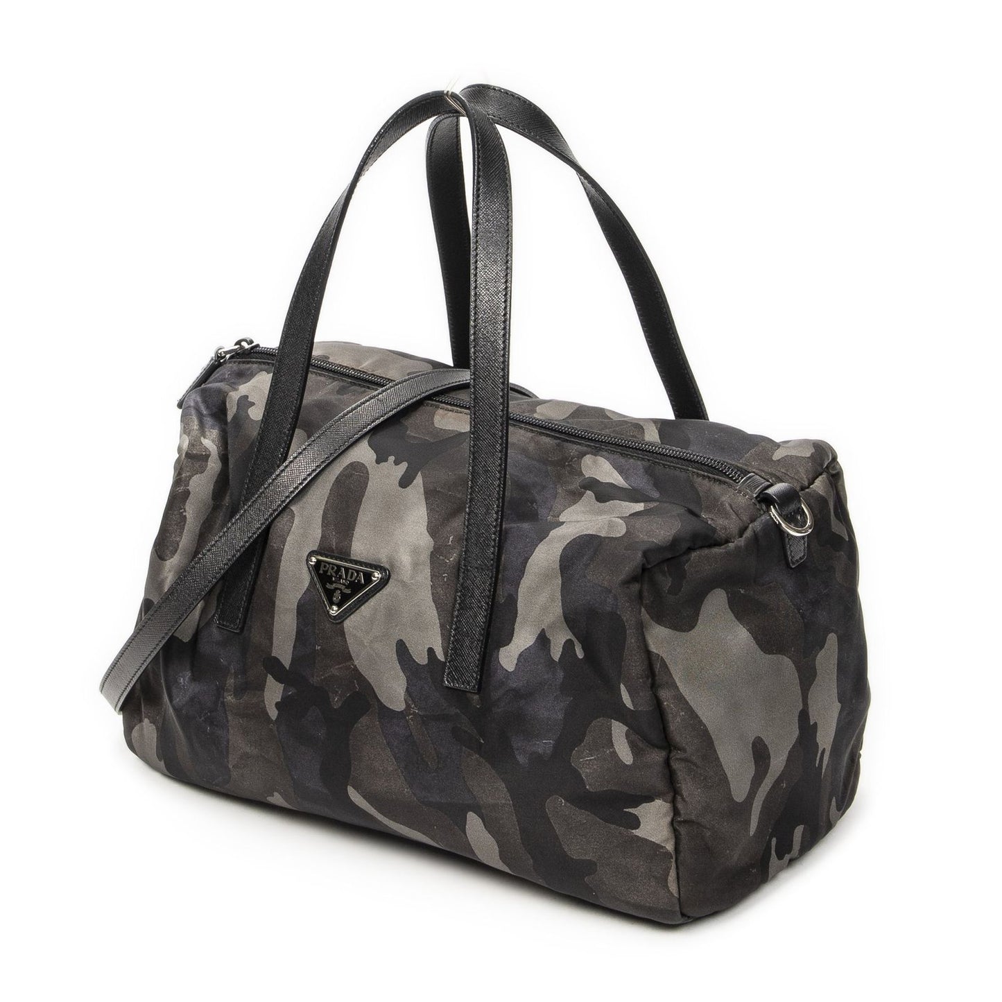 Prada Convertible Camouflage Boston Bag Green Black Nylon — view 2