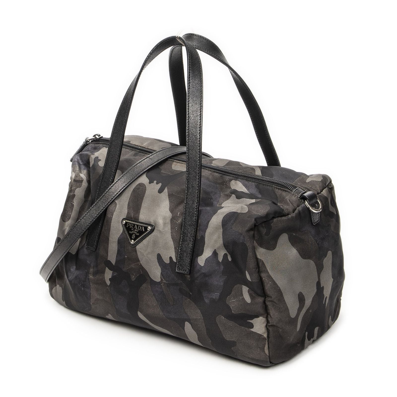 Prada Convertible Camouflage Boston Bag Green Black Nylon — view 2