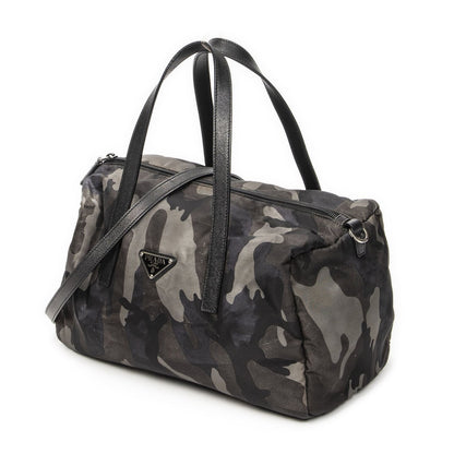 Prada Convertible Camouflage Boston Bag Green Black Nylon — view 2