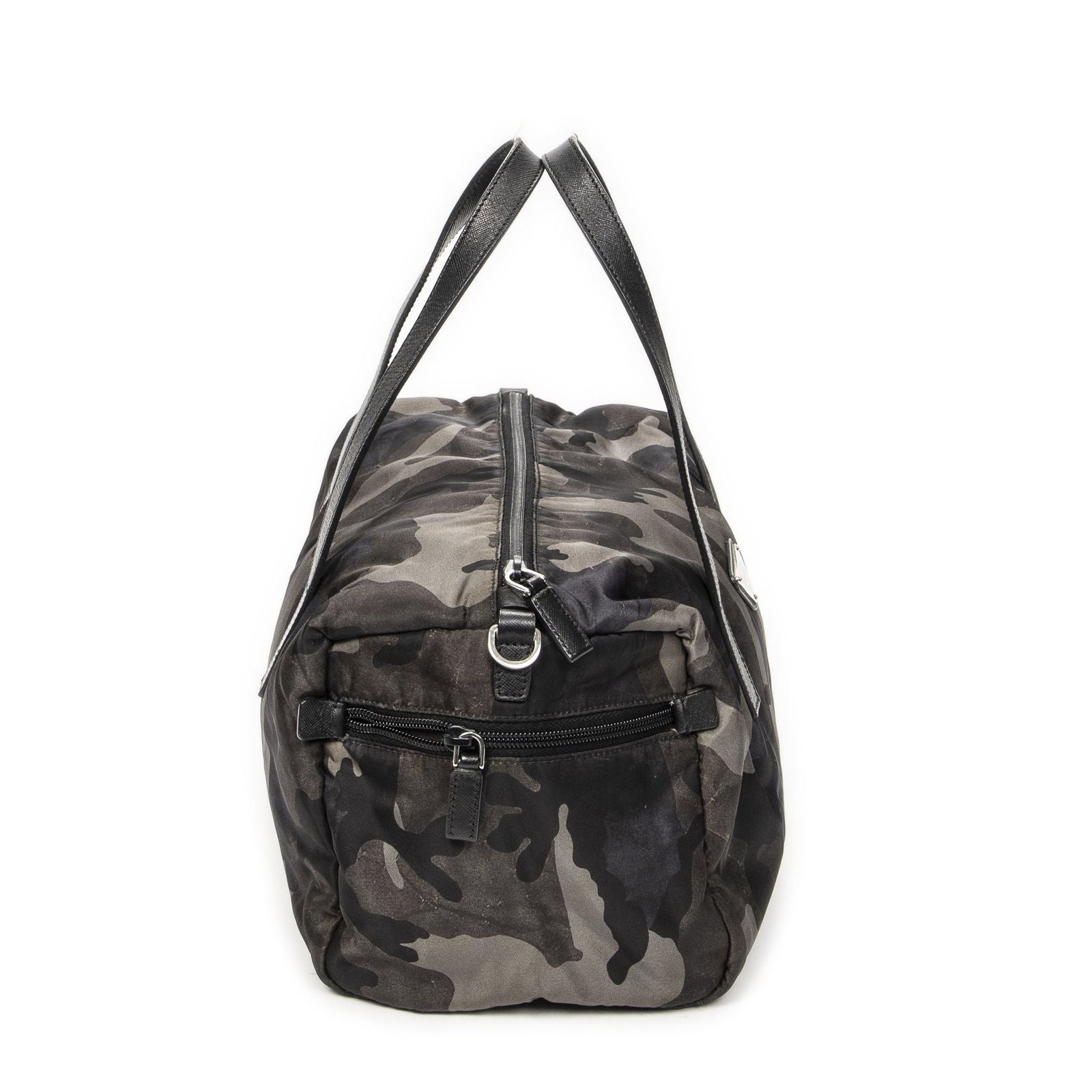 Prada Convertible Camouflage Boston Bag Green Black Nylon — view 4