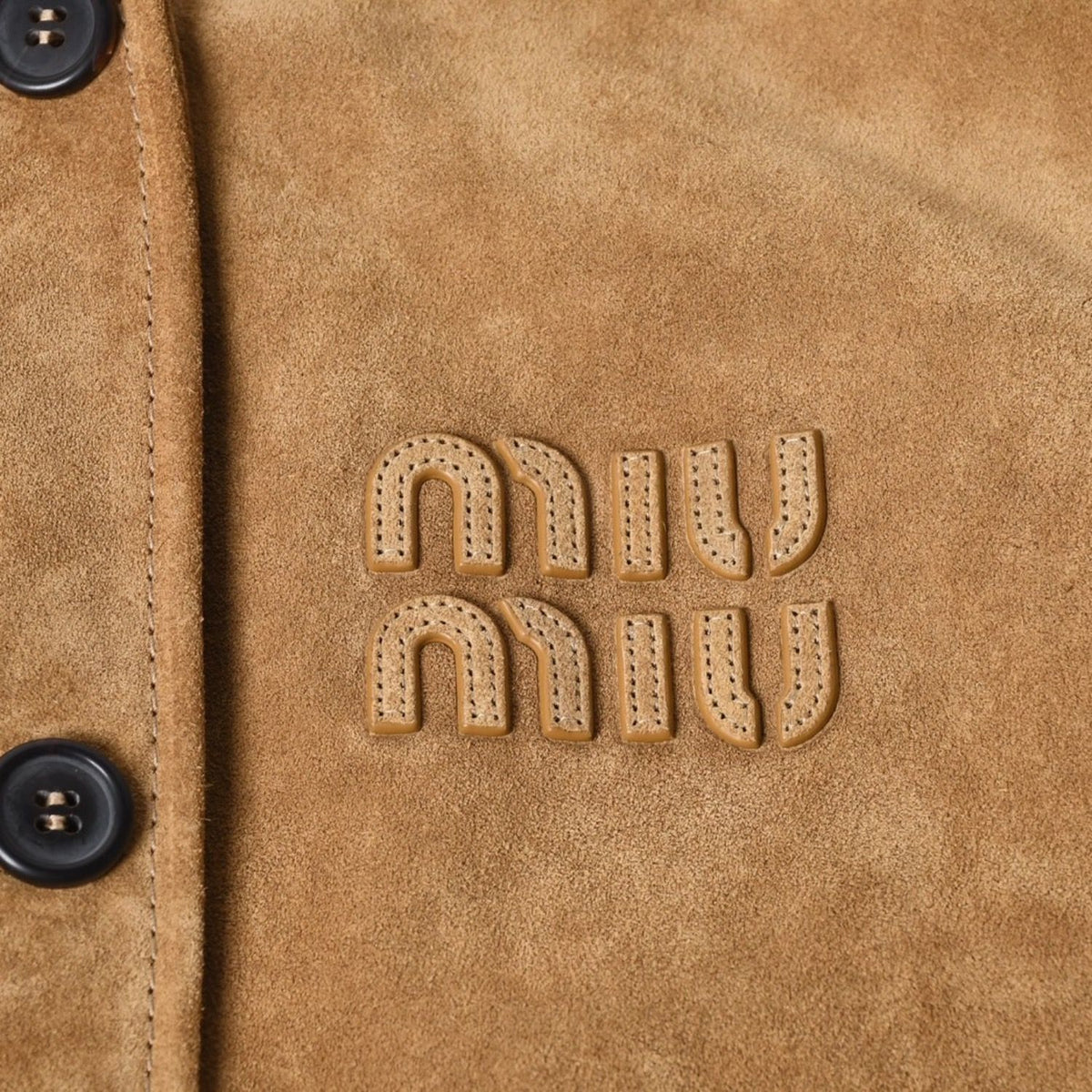 Miu Miu Natural Suede Jacket Leather Khaki 36 — view 4