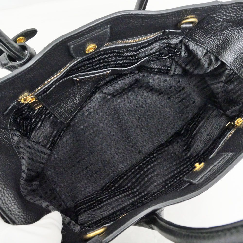 Prada Leather Tote Black Hand Shoulder — view 5