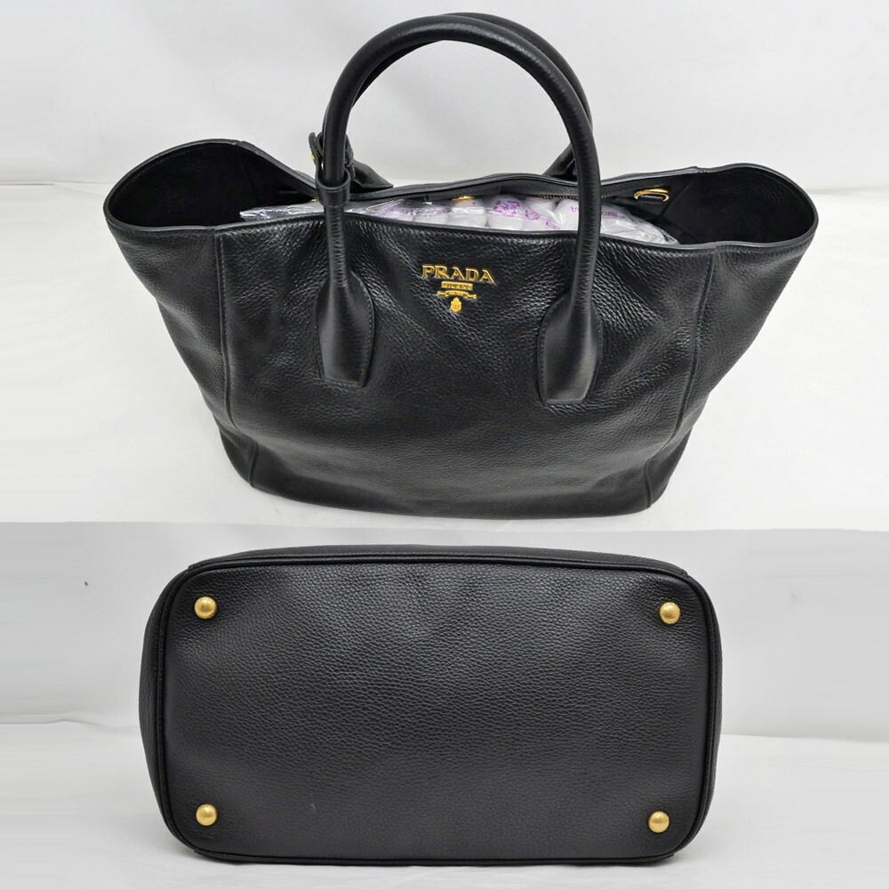 Prada Leather Tote Black Hand Shoulder — view 4