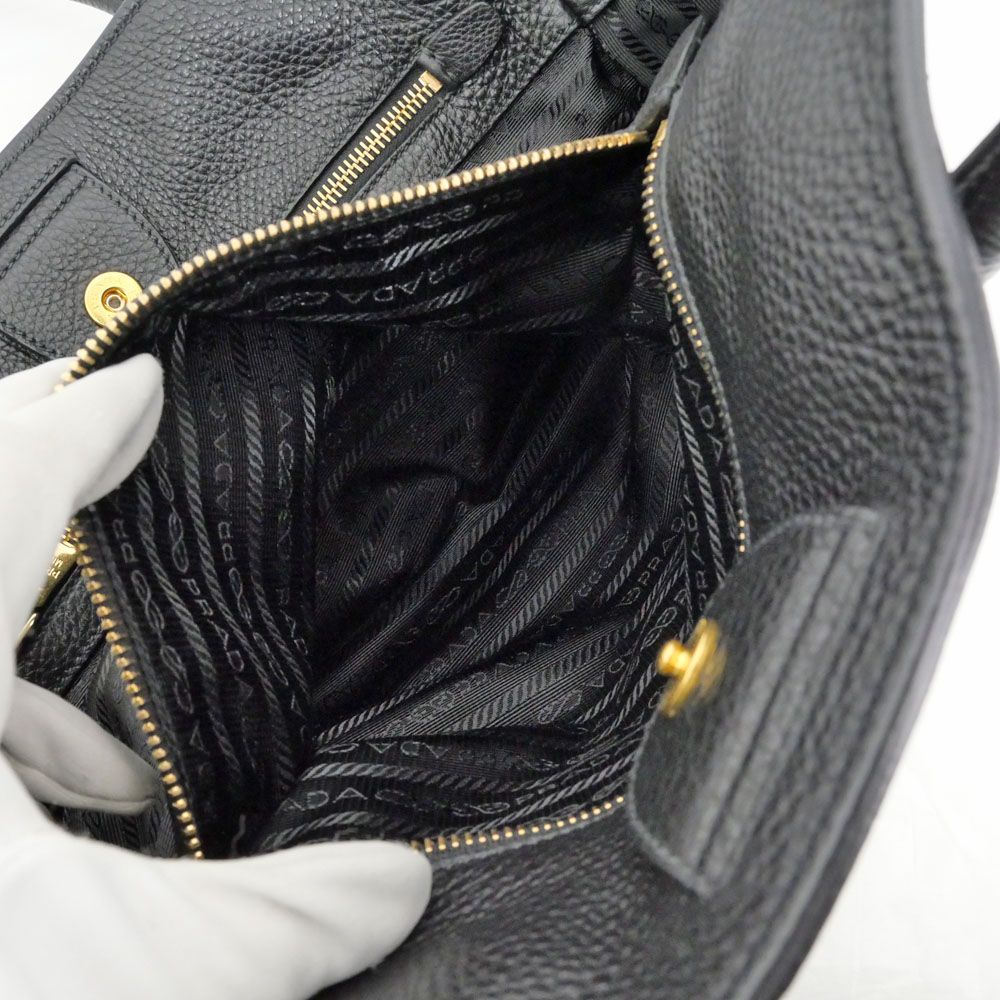 Prada Leather Tote Black Hand Shoulder — view 7