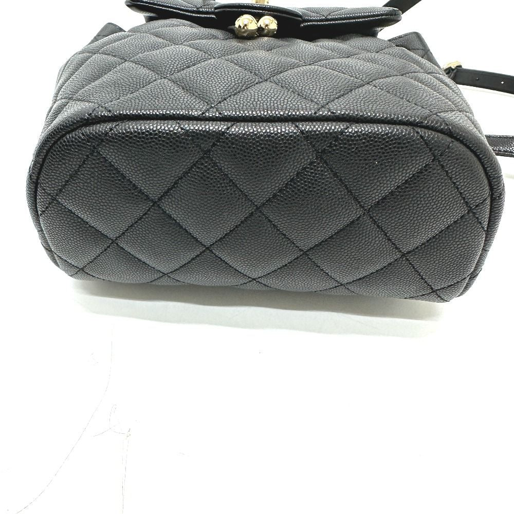 Chanel Backpack Quilted CC Logo Caviar Leather Black — view 3