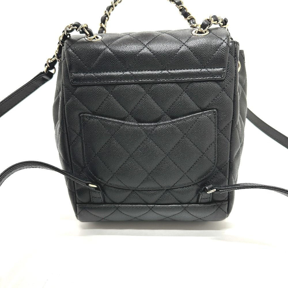 Chanel Backpack Quilted CC Logo Caviar Leather Black — view 2