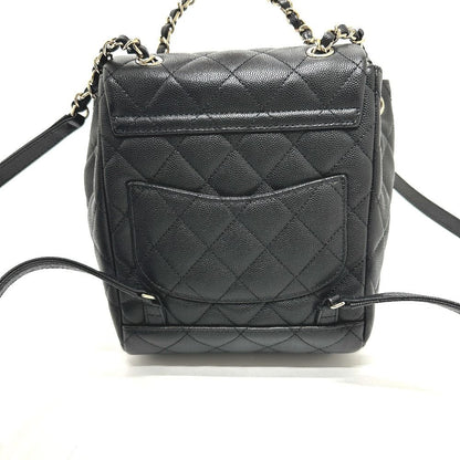 Chanel Backpack Quilted CC Logo Caviar Leather Black — view 2