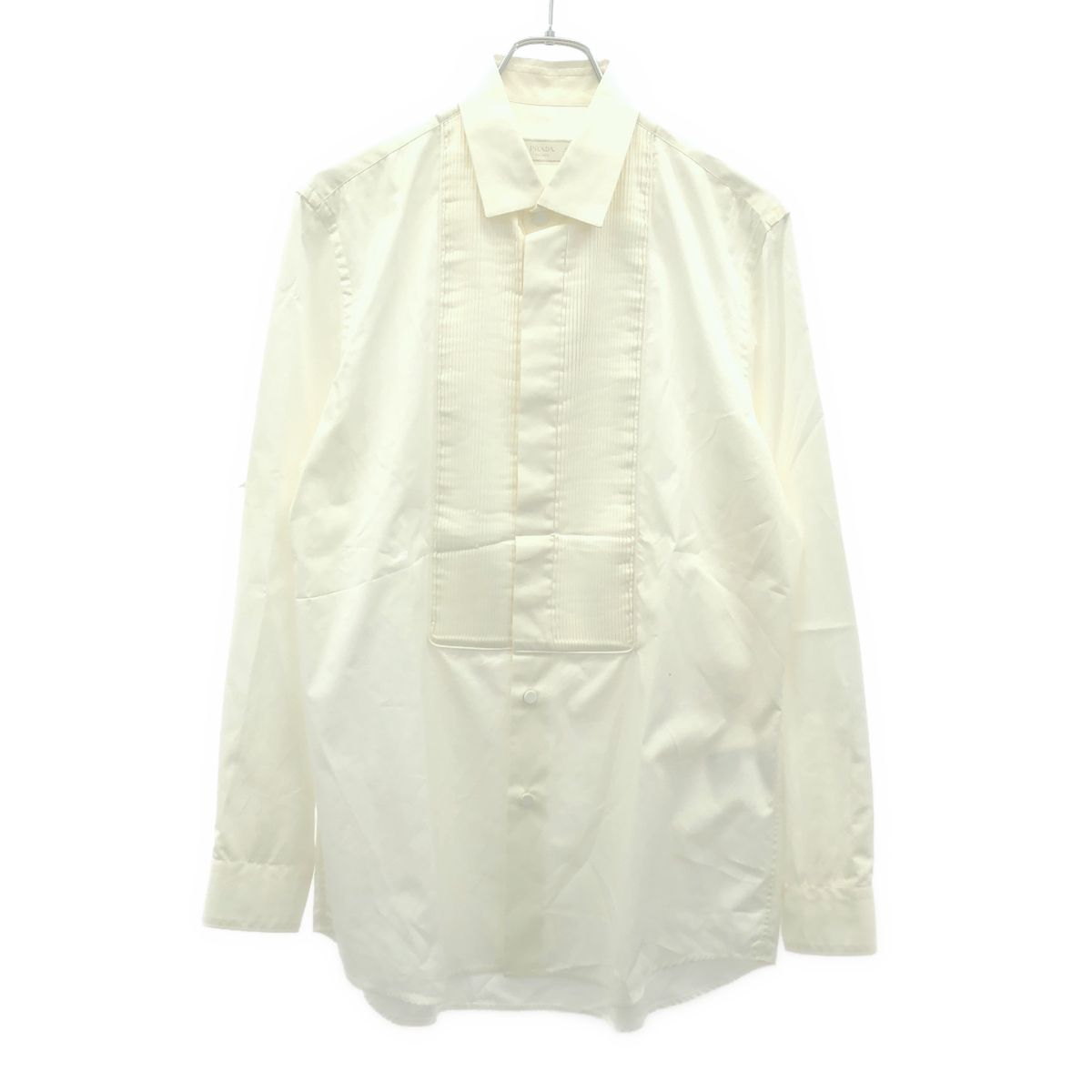 Prada Front Pleats Dress Shirt White 40
