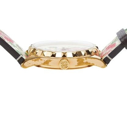 Gucci Timeless Flower Watch 126.4 Gold Multicolor Stainless Steel Leather — view 5