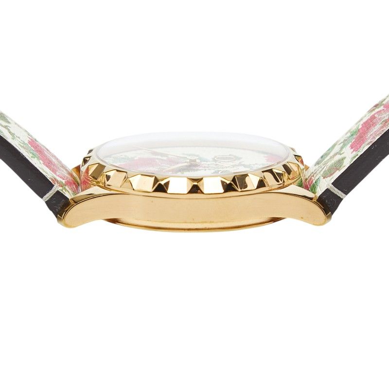 Gucci Timeless Flower Watch 126.4 Gold Multicolor Stainless Steel Leather — view 6