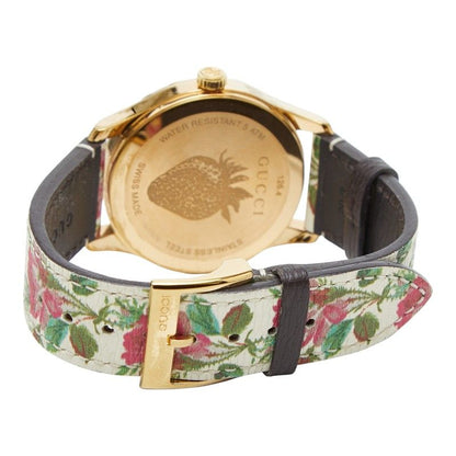 Gucci Timeless Flower Watch 126.4 Gold Multicolor Stainless Steel Leather — view 3