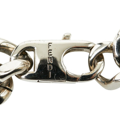 Fendi Logo Plate Chain Bracelet L Silver Metal — view 5