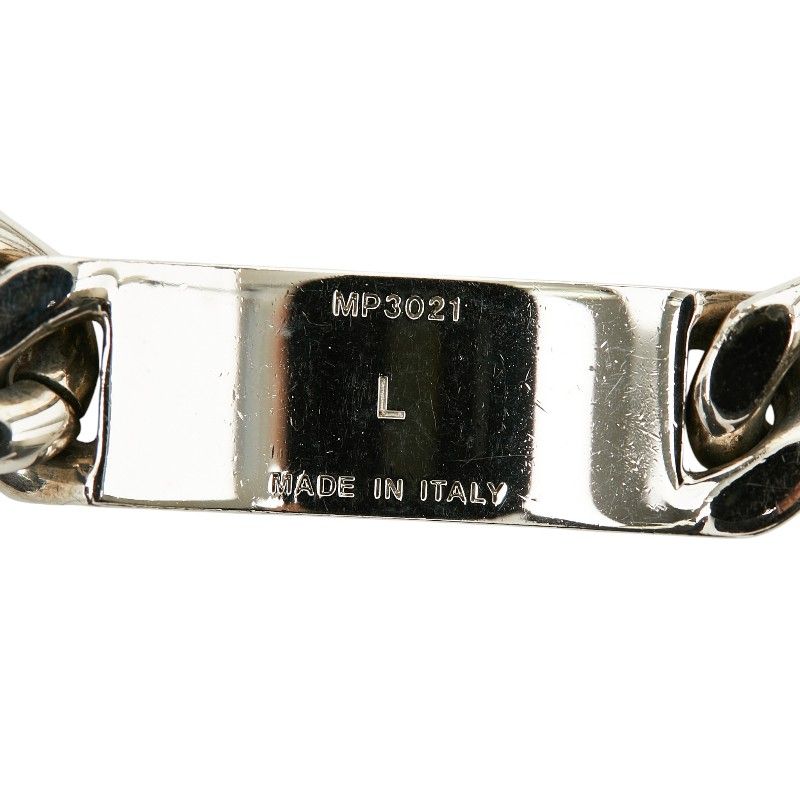 Fendi Logo Plate Chain Bracelet L Silver Metal — view 6