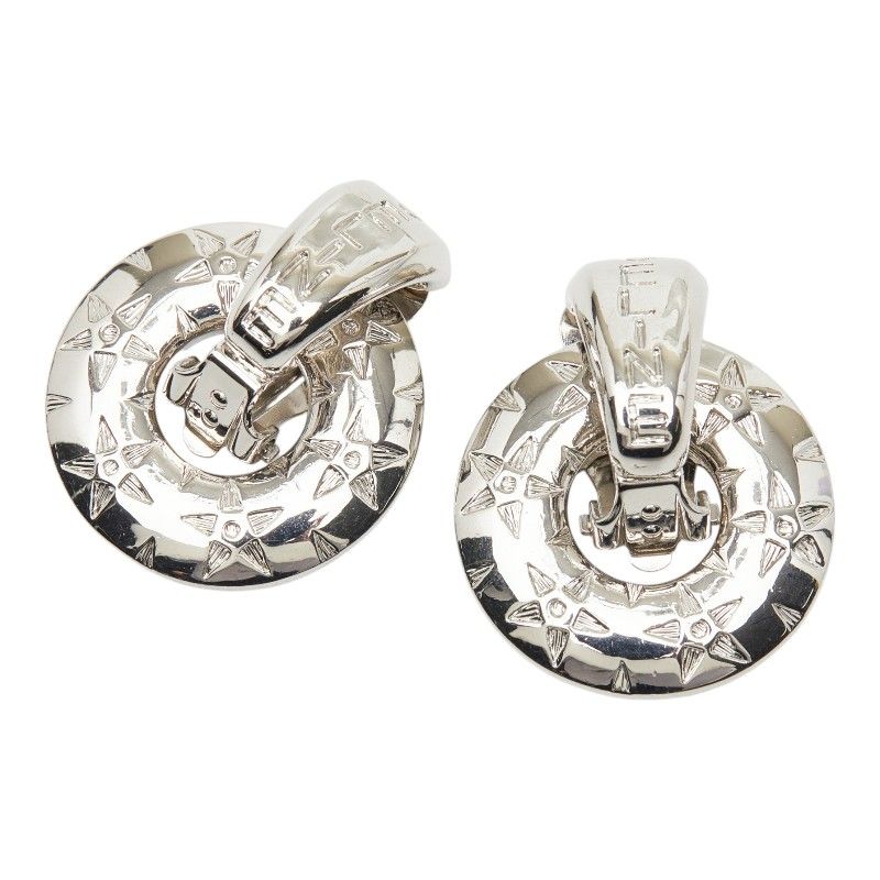 Celine Logo Star Earrings Silver Metal