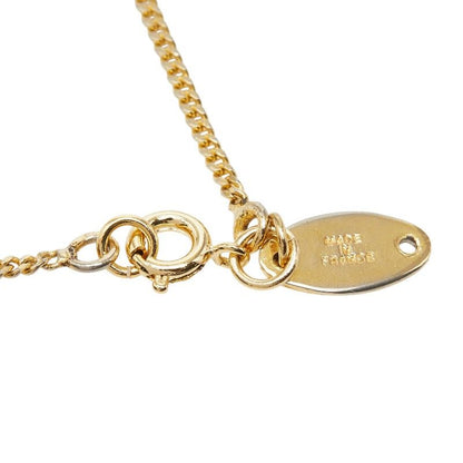 Chanel CC Logo Vintage Chain Pendant Necklace Gold Plated Line Stone — view 5