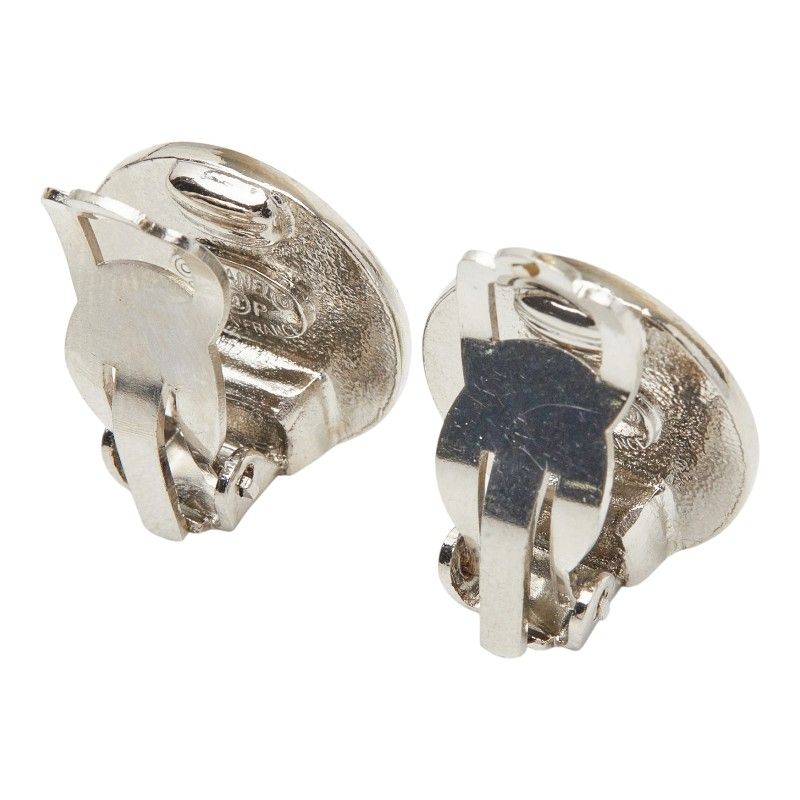 Chanel Logo Earrings Silver Metal — view 4