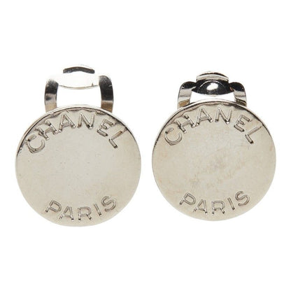 Chanel Logo Earrings Silver Metal — view 2