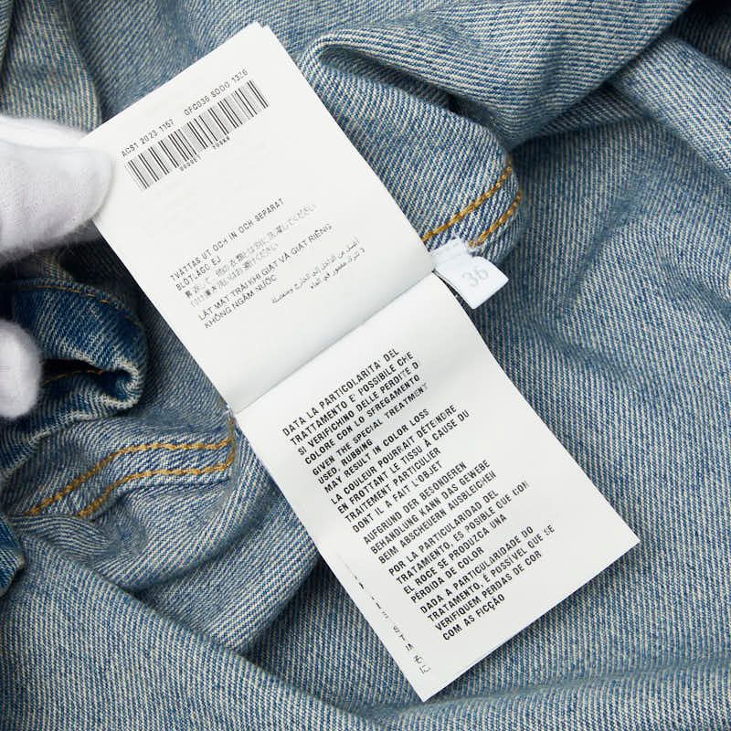 Prada Triangle Logo Denim Shirt 36 Blue Cotton — view 9