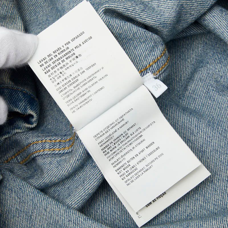 Prada Triangle Logo Denim Shirt 36 Blue Cotton — view 8