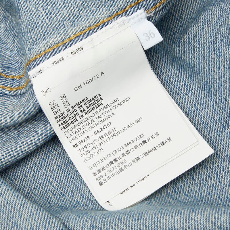 Prada Triangle Logo Denim Shirt 36 Blue Cotton — view 5