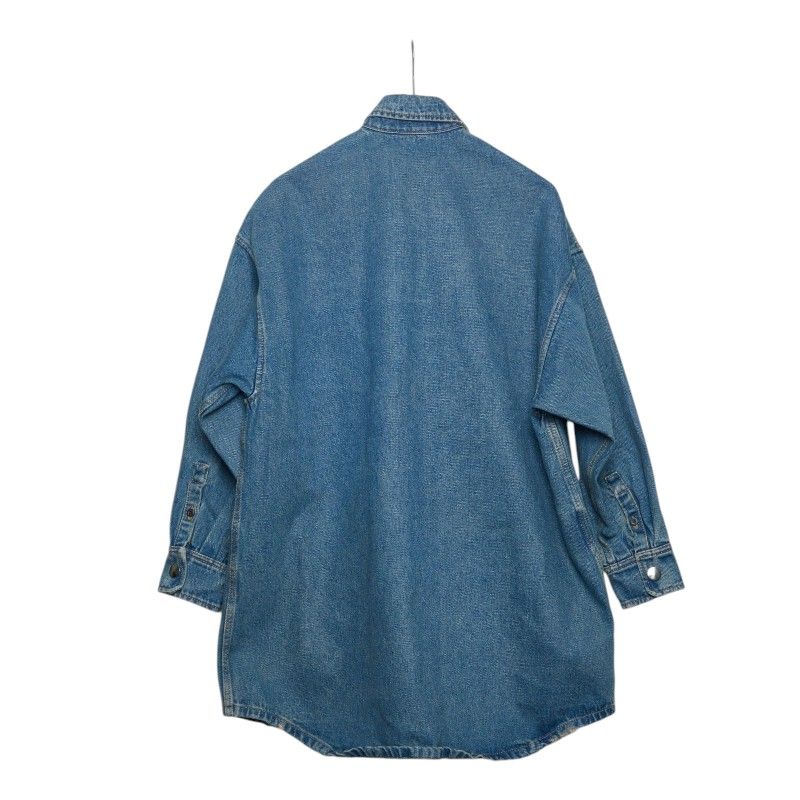 Prada Triangle Logo Denim Shirt 36 Blue Cotton — view 2