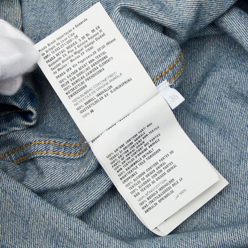 Prada Triangle Logo Denim Shirt 36 Blue Cotton — view 6