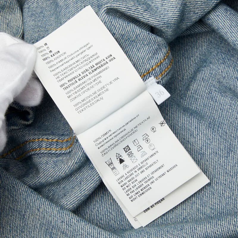 Prada Triangle Logo Denim Shirt 36 Blue Cotton — view 7