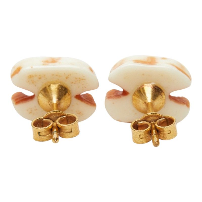 Chanel CC Logo Earrings Beige Plastic — view 3
