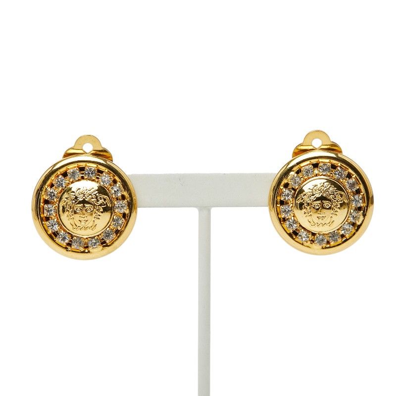 Versace Medusa Line Stone Earrings Gold Plated — view 2