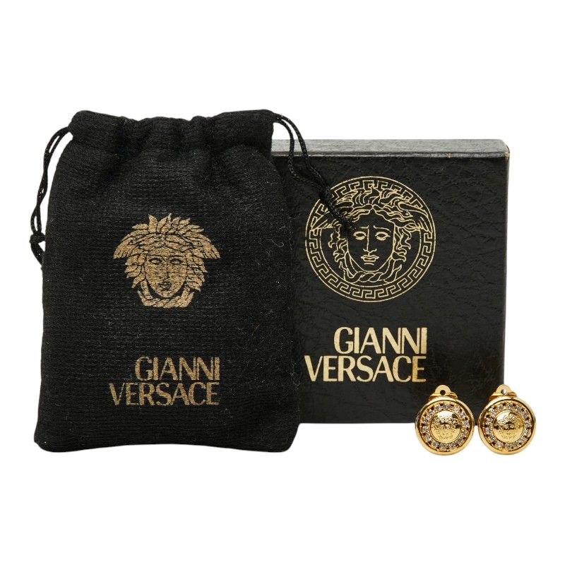 Versace Medusa Line Stone Earrings Gold Plated — view 5