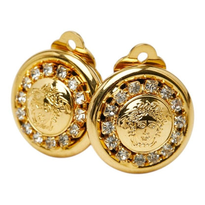 Versace Medusa Line Stone Earrings Gold Plated
