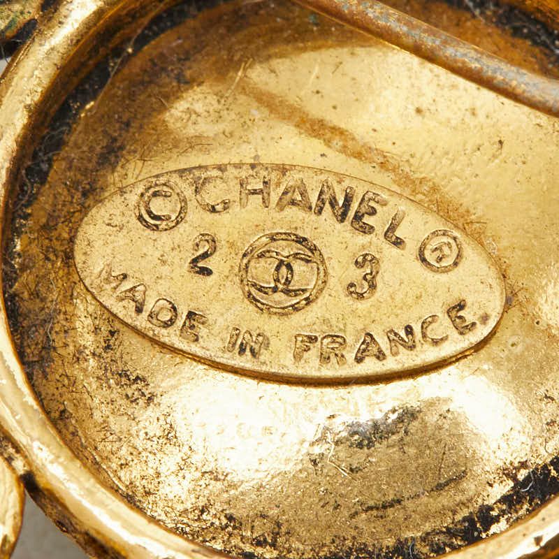 Chanel Brooch Gold Green Line Stone Plated — view 3