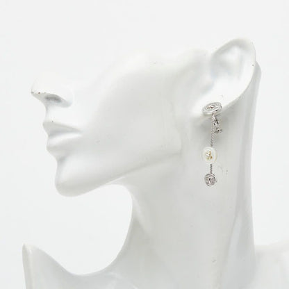 Dior CD Logo Button Motif Earrings Silver Plastic Plated — view 4