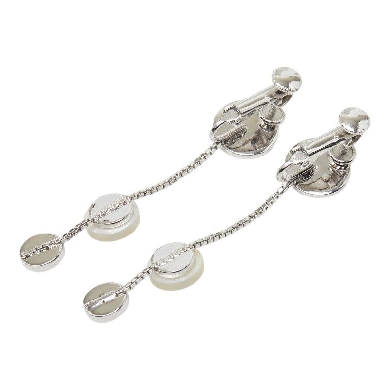 Dior CD Logo Button Motif Earrings Silver Plastic Plated — view 3